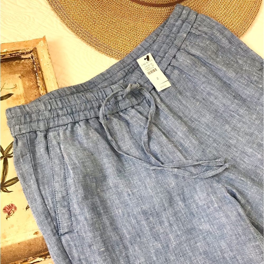 NWT Talbots Linen Chambray Tie Waist Pants - Picture 7 of 16